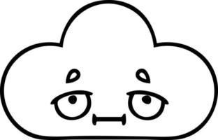 line drawing cartoon storm cloud vector