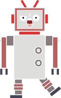 flat color retro cartoon robot vector