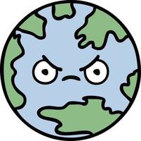 cute cartoon planet earth vector