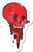 retro distressed sticker of a gross halloween skull cartoon vector