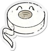 distressed sticker of a cartoon tape vector