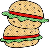 quirky comic book style cartoon veggie burger vector