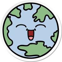 sticker of a cute cartoon planet earth vector