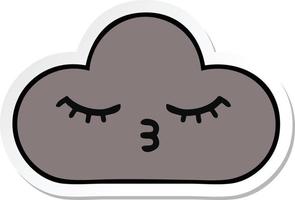 sticker of a cute cartoon storm cloud vector