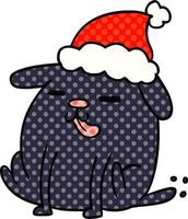 christmas cartoon of kawaii dog vector