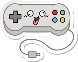 sticker of a cute cartoon game controller vector