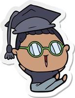 pegatina de un graduado de dibujos animados con gafas vector