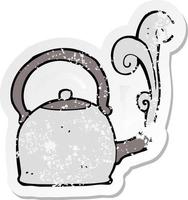 retro distressed sticker of a cartoon old kettle vector