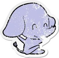 distressed sticker of a cute cartoon elephant vector