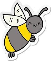 sticker of a cute cartoon bee vector