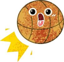 retro illustration style cartoon basketball vector