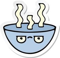 sticker of a cute cartoon bowl of hot soup vector