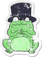 retro distressed sticker of a cartoon wealthy toad vector