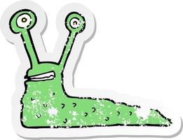 retro distressed sticker of a cartoon slug vector