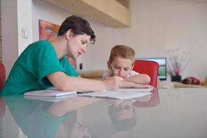 Boy doing homework photo