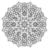 patrón circular en forma de mandala para henna, mehndi, tatuaje, decoración. adorno decorativo en estilo étnico oriental. página de libro para colorear. vector