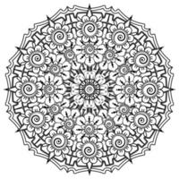 patrón circular en forma de mandala para henna, mehndi, tatuaje, decoración. adorno decorativo en estilo étnico oriental. página de libro para colorear. vector