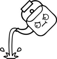 line drawing cartoon pouring kettle vector