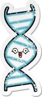 distressed sticker of a cute cartoon DNA strand vector