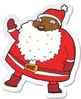 sticker of a funny waving santa claus cartoon vector