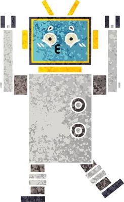 retro illustration style cartoon robot
