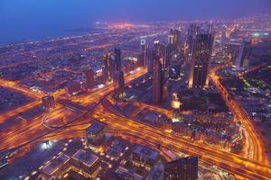 Dubai night skyline photo