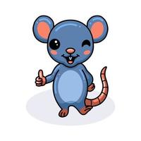 lindo ratoncito de dibujos animados dando pulgar hacia arriba vector