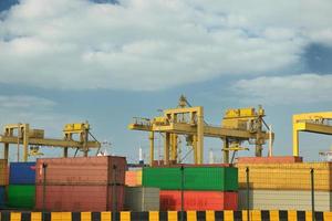 container ship leaving the container port terminal photo