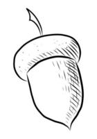 BLACK VECTOR ILLUSTRATION OF AN ISOLATED ACORN ON A WHITE BACKGROUND