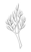 BLACK VECTOR ILLUSTRATION OF A BARE BRANCH ISOLATED ON A WHITE BACKGROUND