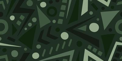 VECTOR HORIZONTAL SEAMLESS DARK GREEN ABSTRACT PATTERN WITH GEOMETRIC ELEMENTS