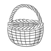 BLACK VECTOR ILLUSTRATION OF A WICKER BASKET ISOLATED ON A WHITE BACKGROUND