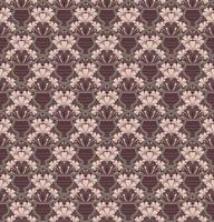 GREY SEAMLESS VECTOR BACKGROUND IN ART NOUVEAU STYLE WITH A BOUQUET OF PINK FLOWERS