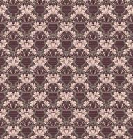 GREY SEAMLESS VECTOR BACKGROUND IN ART NOUVEAU STYLE WITH A BOUQUET OF PINK FLOWERS