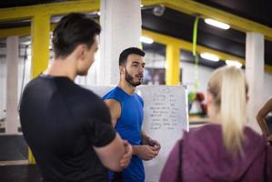 athletes getting instructions from trainer photo