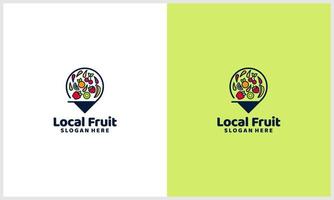 racimo de frutas con hoja natural y plantilla de diseño de logotipo de concepto de ubicación de pasador vector