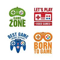 Gaming badge label flat design logo collection vector