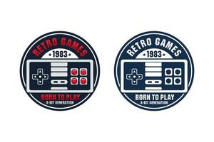 Retro games born to play controller design logo vector