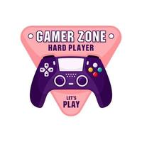 gamer zoner hard player joystick controlador diseño ilustración vector