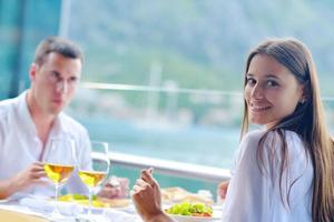 couple having lanch at beautiful restaurant photo