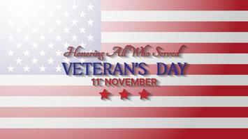 veteran's day background design for banner, poster, invitation or social media vector