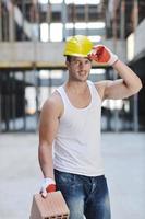 hard worker on construction site photo