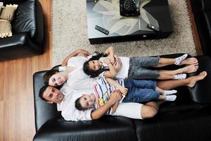 young family at home photo