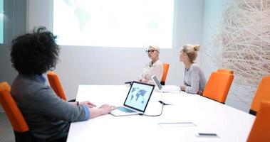 Startup Business Team At A Meeting at modern office building photo