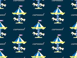 Carousel cartoon character seamless pattern on blue background vector