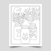 Halloween Coloring Pages Illustration for Kids and Adults, Hand drawn Halloween Illustration vector