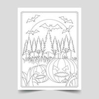 ilustración de páginas para colorear de halloween para niños y adultos, ilustración de halloween dibujada a mano vector