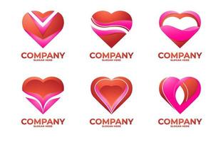 Abstract Heart Logo Set vector