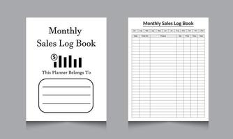 Sales logbook template. Monthly sales tracker notebook journal. Daily order and sales tracker vector