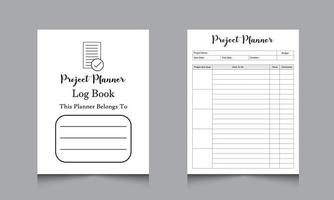 project planner log book. Business management logbook.Task planner checklist. Project planner journal vector